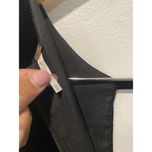 Free People Black Velvet Soft Focus A Line Drop Waist Sleeveless Mini Dress Sz M - Picture 5 of 7